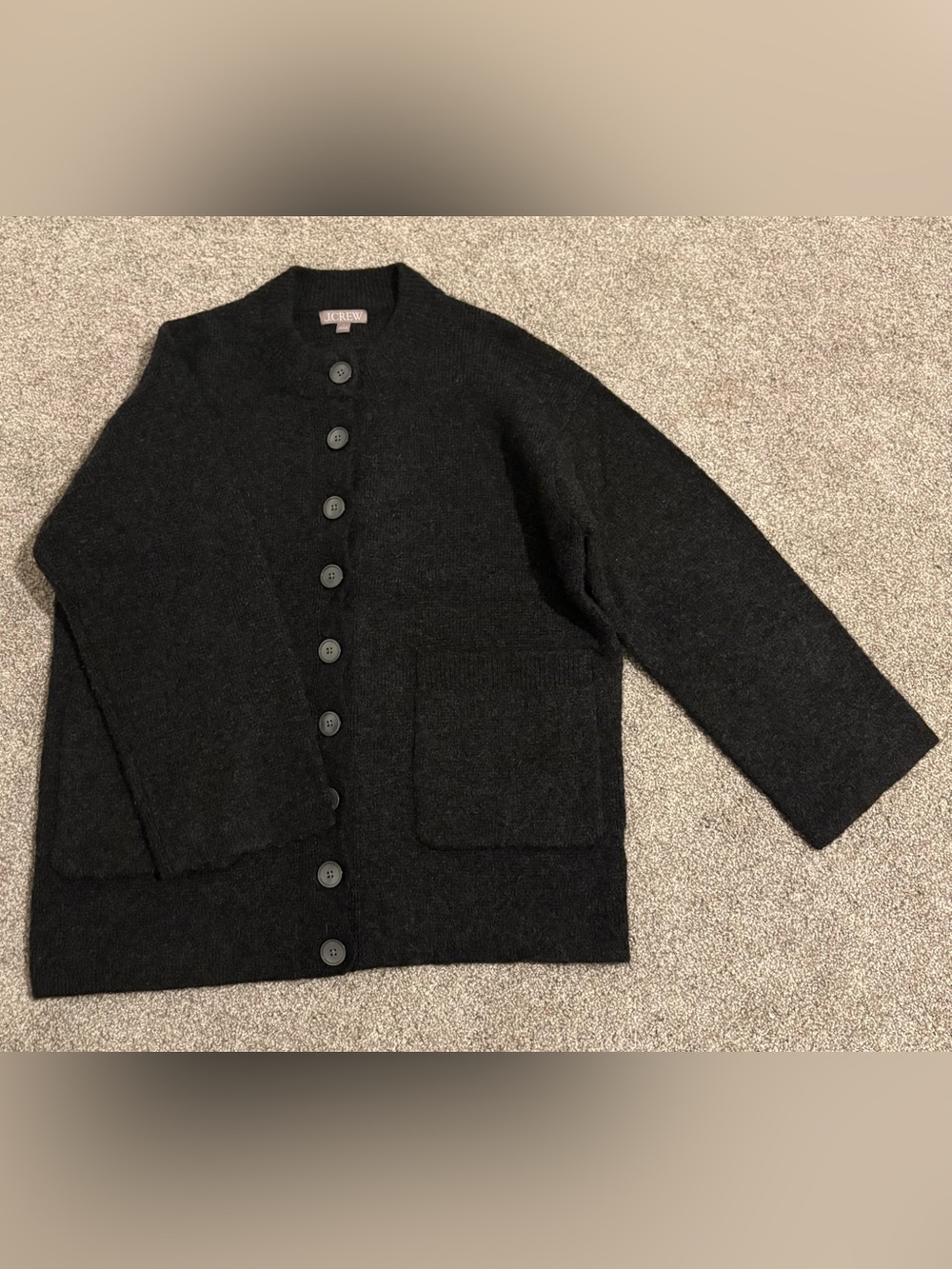 J. Crew Gray Button-Front Crewneck Cardigan